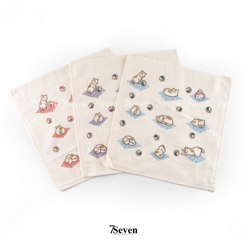 紗布方巾 約24X24CM 手帕 小方巾 口水巾  寶寶洗澡巾 双星Gemini【77socks】SG364K 逗球貓-細節圖4