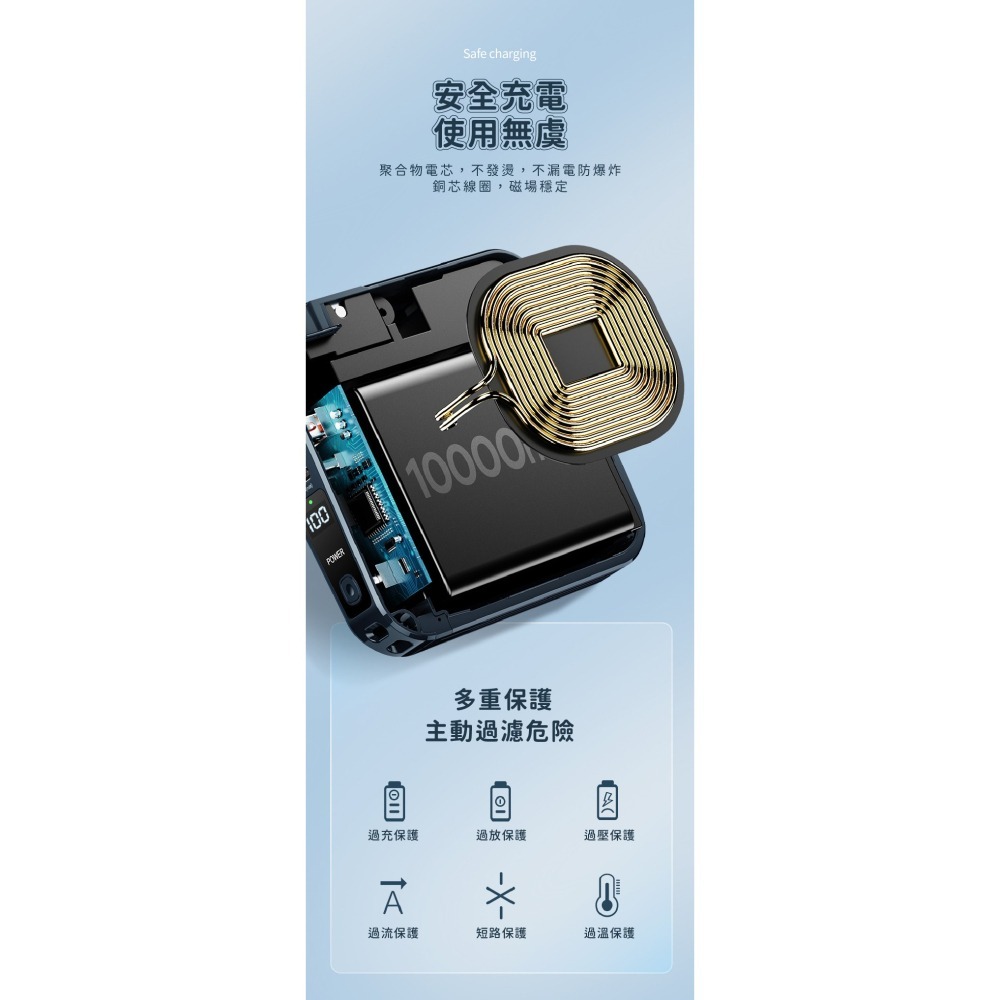 【現貨直出】REMAX 無界2 RPP-145 10000mAh PD+QC 快充+自帶線+插頭行動電源-細節圖8