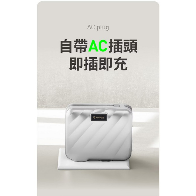 【支援i15/MacBook】ANFAST AF-P1545X 自帶線PD45w雙向快充線+QC27W+插頭 行動電源-細節圖7