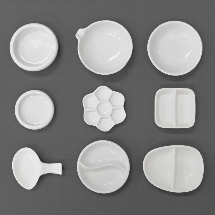 枕頭山 陶瓷梅花盤 梅花盤 圓形 蛋形 方形 調色盤 顏料盤 陶瓷顏料盤 碟子 顏料 水彩 墨水-細節圖4