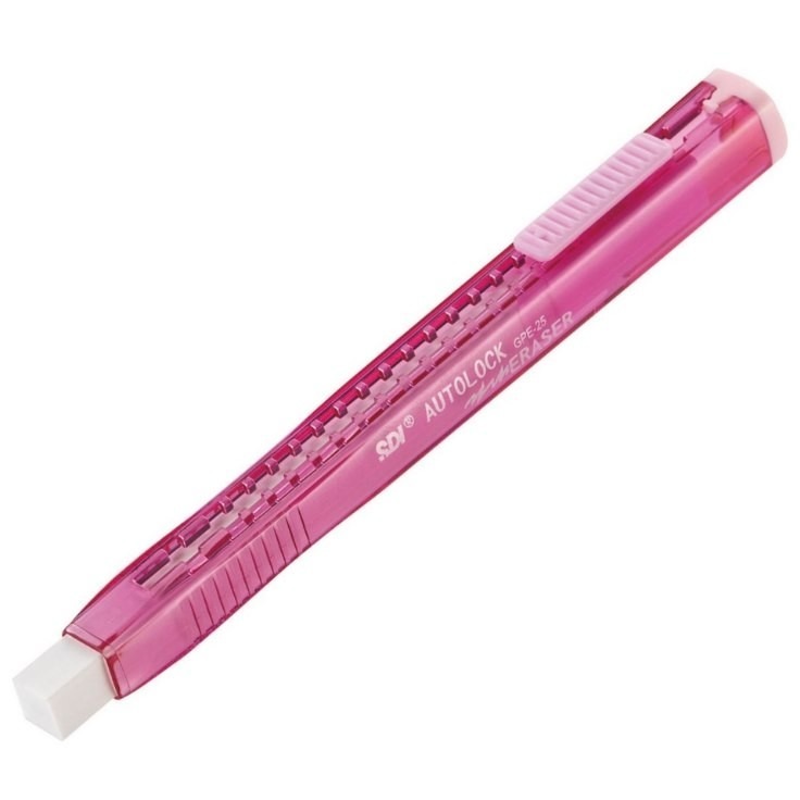 枕頭山 SDI 手牌 GPE-25 超好推 筆型 自動 鎖定 塑膠擦 替芯 橡皮擦 橡擦 擦子 15F-細節圖2