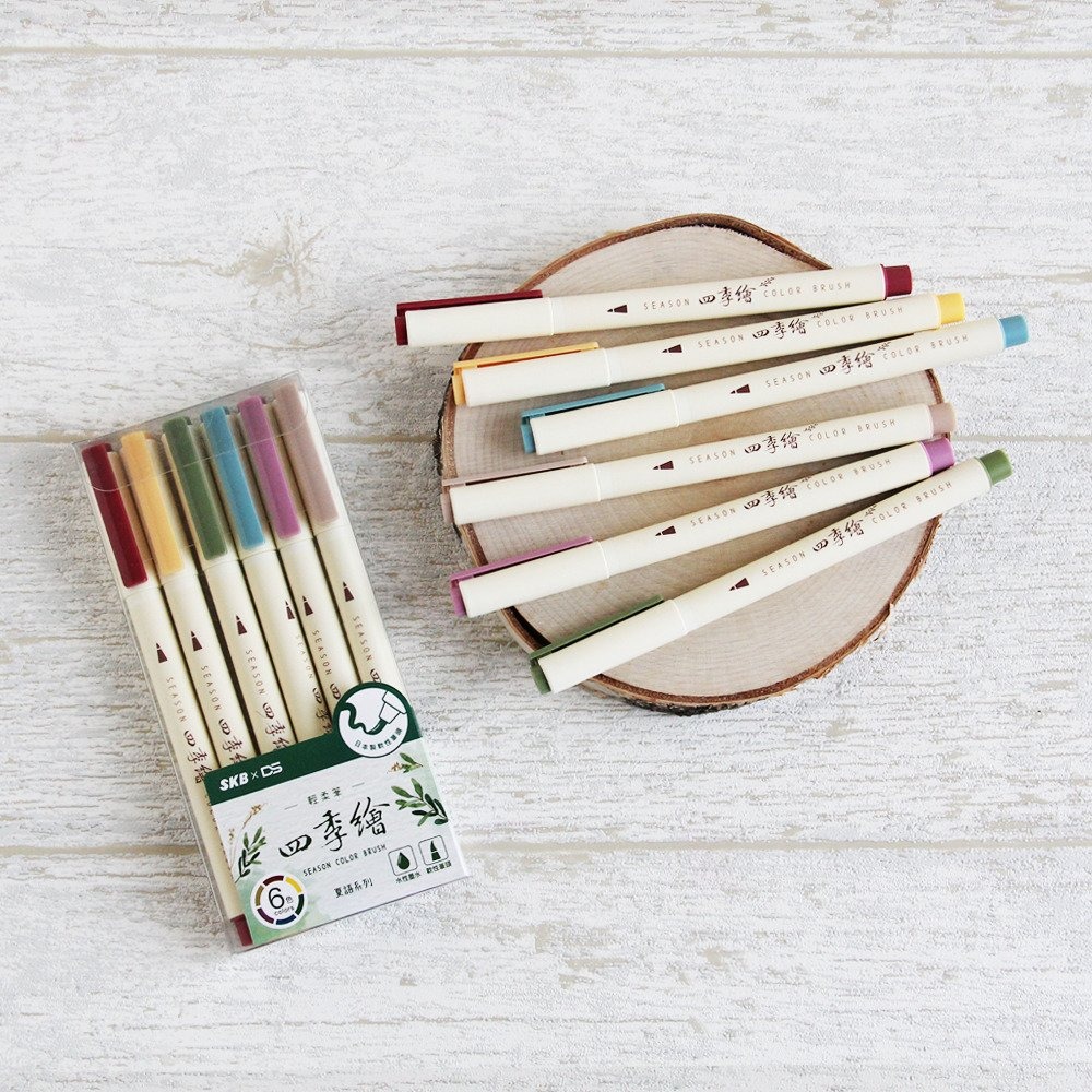 枕頭山 SKB MK-3002A 四季繪輕柔筆 (軟毛筆頭) 6色組 彩色筆 毛筆 彩色毛筆 簽名 畫畫 8F-細節圖4
