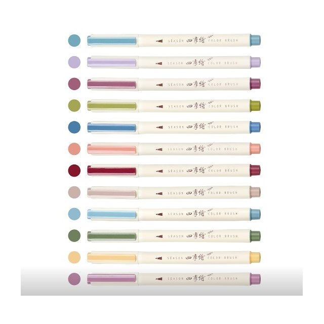 枕頭山 SKB MK-3002A 四季繪輕柔筆 (軟毛筆頭) 6色組 彩色筆 毛筆 彩色毛筆 簽名 畫畫 8F-細節圖8