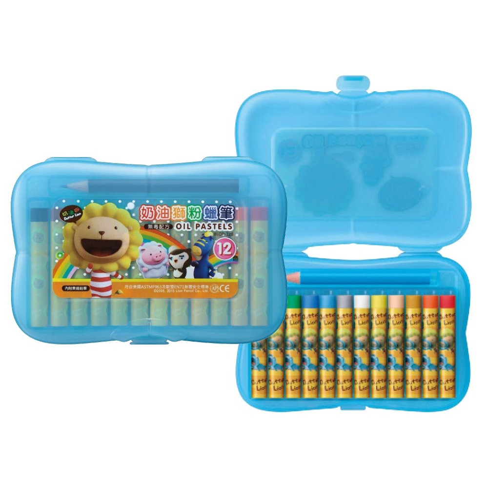 枕頭山 SIMBALION 奶油獅 BLOP 12色 24 48色 大支 粉蠟筆 蠟筆 塑盒-細節圖2