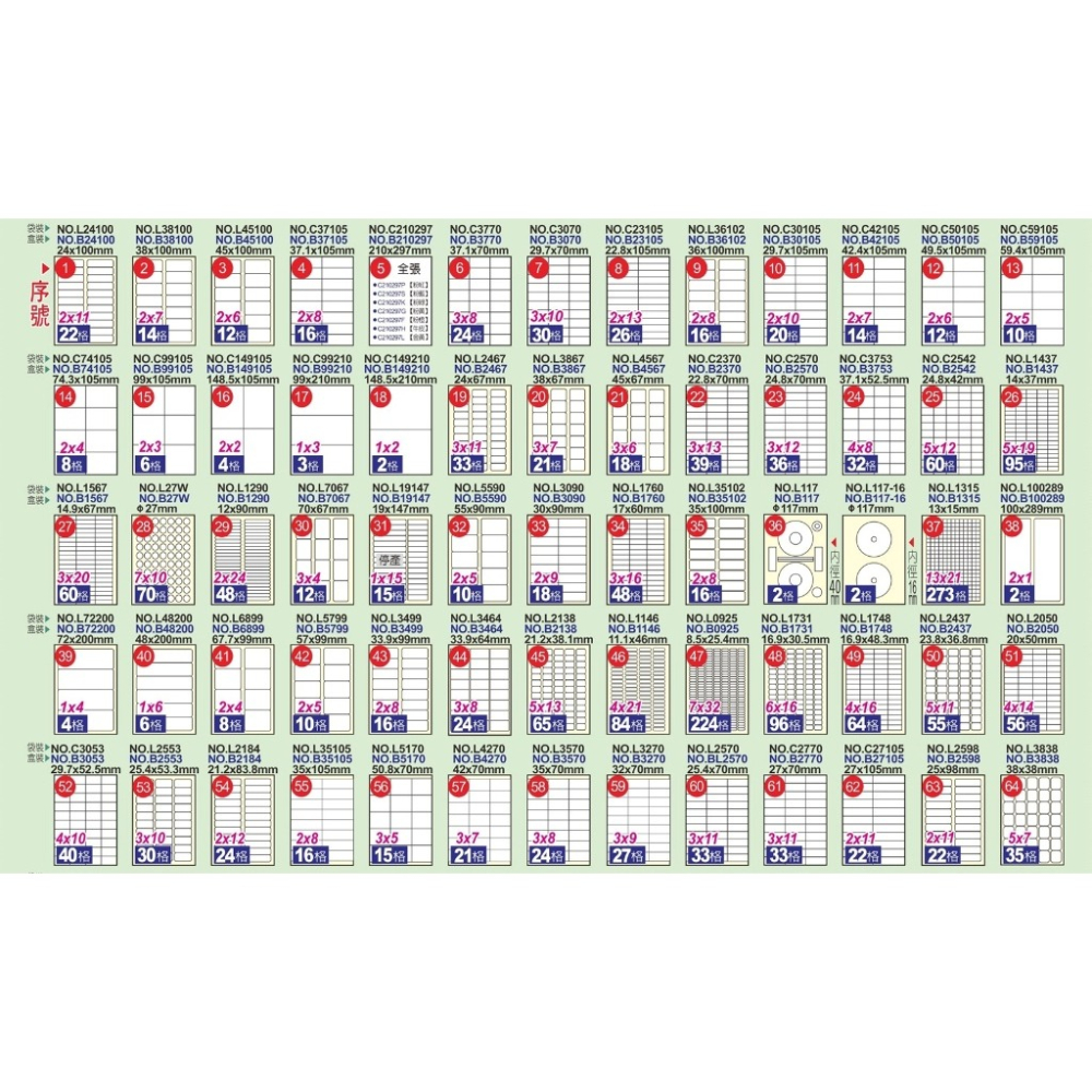 枕頭山 C59105 號 10格 A4 噴墨 鐳射 三用 電腦 列印 標籤-細節圖3