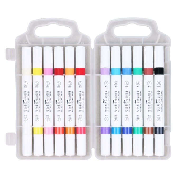 枕頭山 SKB AC 12色 24色 36色 雙色 雙頭 壓克力 彩繪筆 彩色筆 畫筆-細節圖3