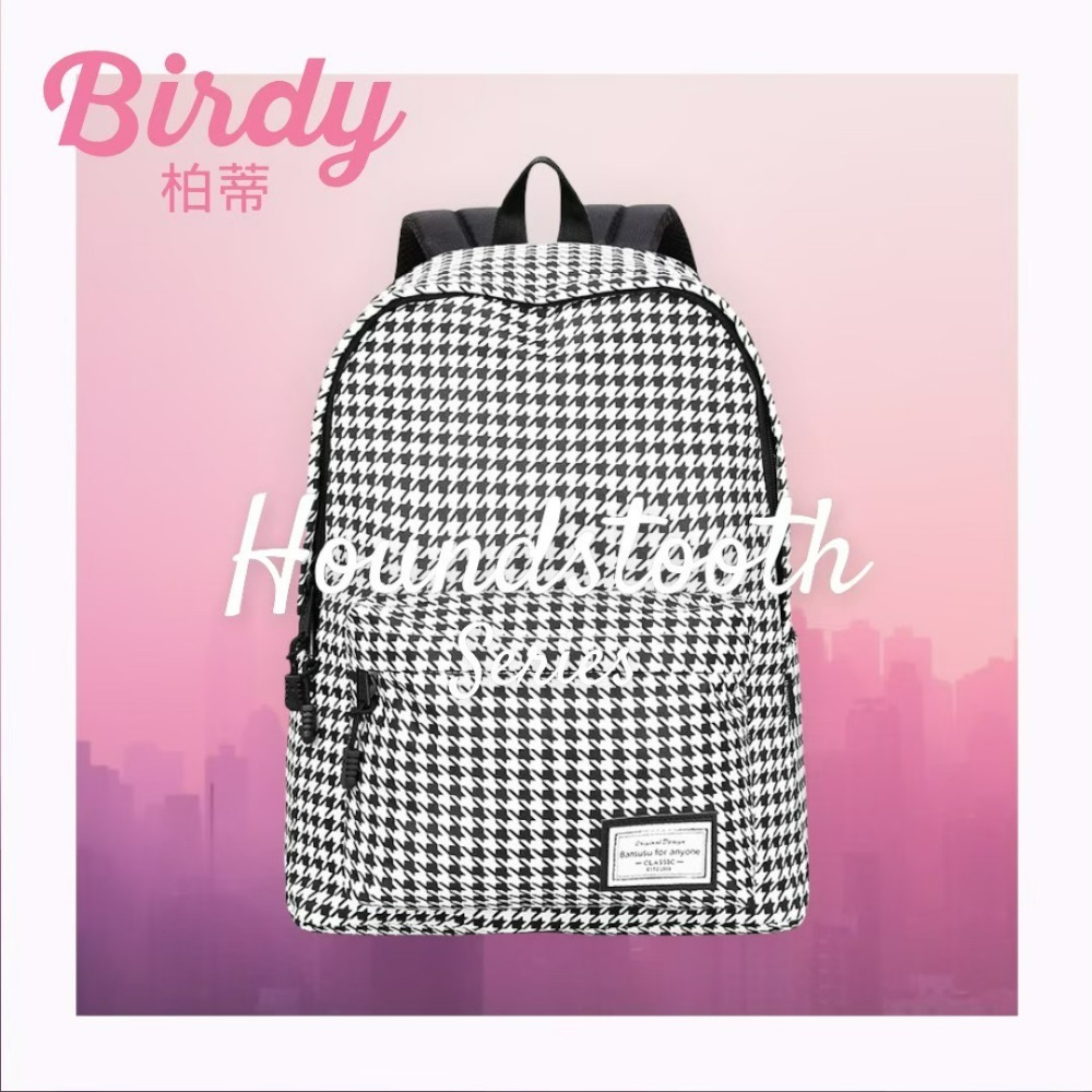 ⭐BIRDY柏蒂｜14吋經典千鳥筆電背包 防潑水筆電包 大容量後背包 旅行背包 雙肩包 書包 大容量背包 格紋女背包-細節圖9