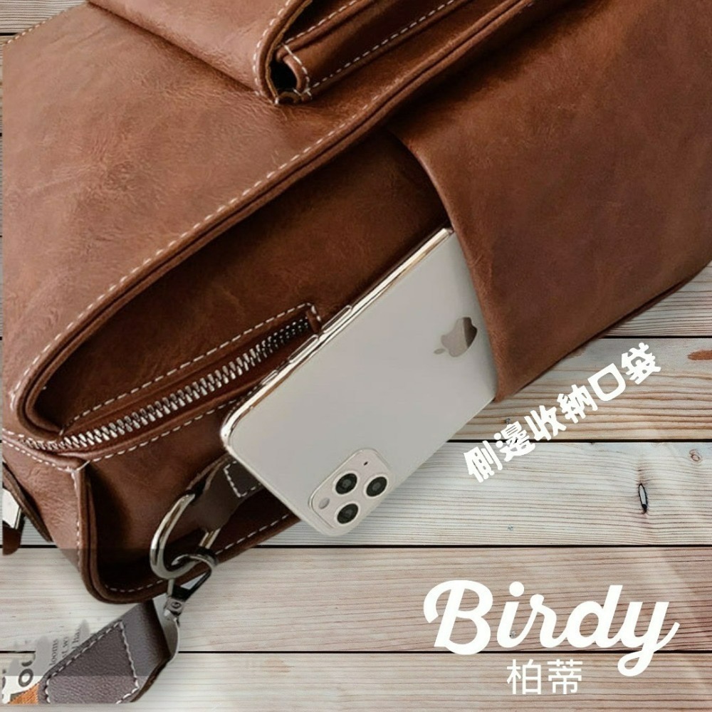 ⭐BIRDY柏蒂｜防潑水皮革後背包 質感復古皮革肩背包 3-way bag 可手提 斜背 休閒雙肩包 韓版小後背包-細節圖8