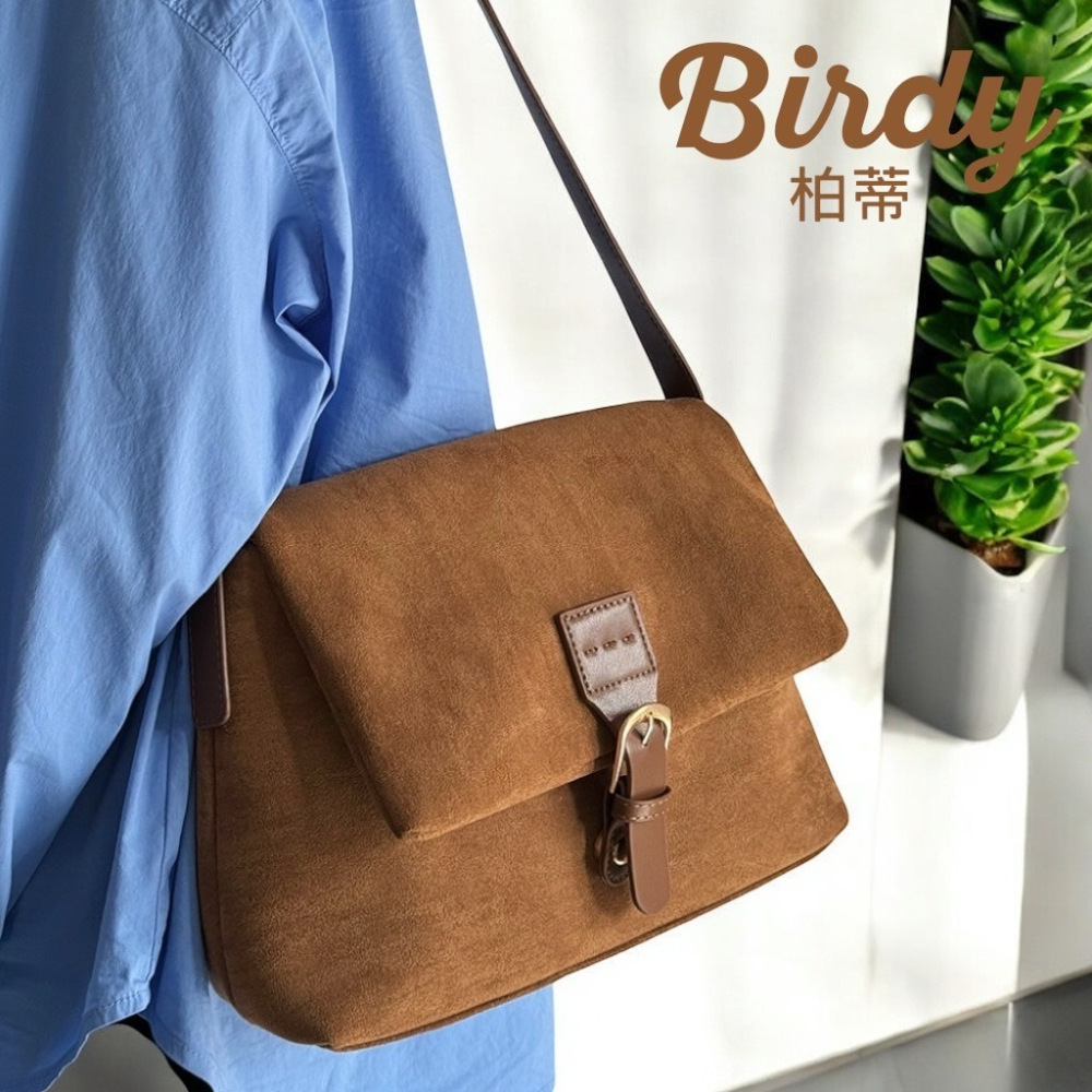 台灣現貨｜經典麂皮風肩背包 個性復古側背包 通勤包 托特包 女斜背包 掀蓋包 單肩包 絨毛包麂皮包-細節圖6