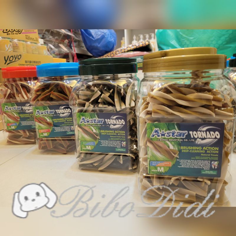 毛球寵物【A-Star】買一送二 宅配免運 漩力淨潔牙棒 S號 M號 桶裝810g 薑黃 鮭魚 海藻 牛奶 犬用 潔牙骨-細節圖2