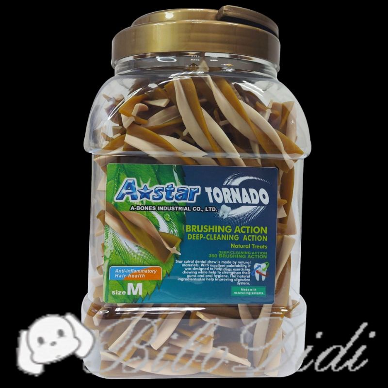 毛球寵物【A-Star】買一送二 宅配免運 漩力淨潔牙棒 S號 M號 桶裝810g 薑黃 鮭魚 海藻 牛奶 犬用 潔牙骨-細節圖5