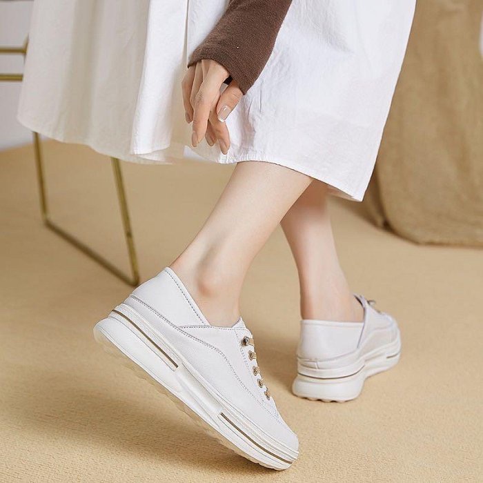 （現貨！當天出貨）新款裡外真皮女鞋 輕量 厚底 頭層牛皮 真皮休閒鞋女 真皮休閒鞋女 真皮小白鞋 真皮包鞋 真皮懶人鞋-細節圖3