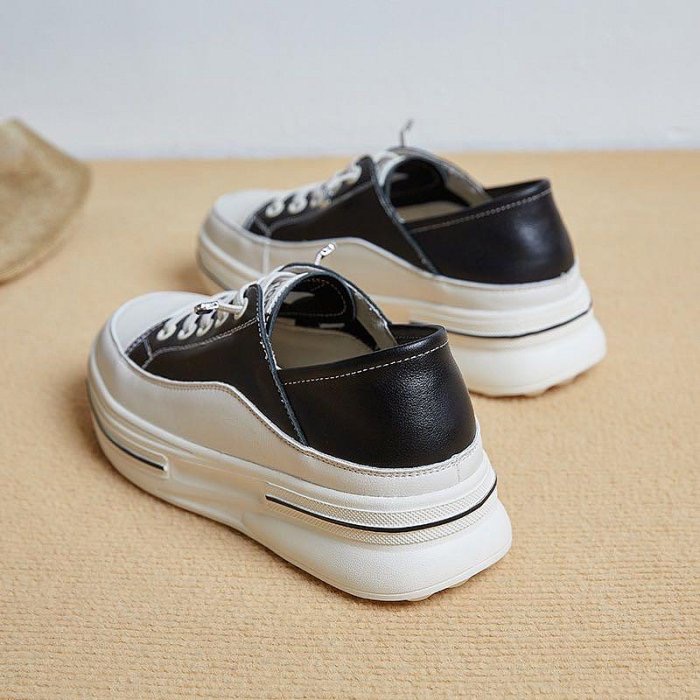 （現貨！當天出貨）新款裡外真皮女鞋 輕量 厚底 頭層牛皮 真皮休閒鞋女 真皮休閒鞋女 真皮小白鞋 真皮包鞋 真皮懶人鞋-細節圖5