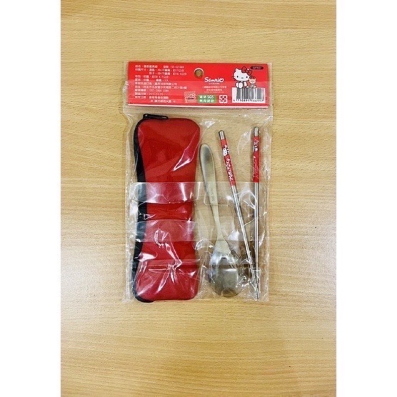 全新未拆封 Hello Kitty 不鏽鋼環保餐具組（筷子+湯匙）-細節圖2