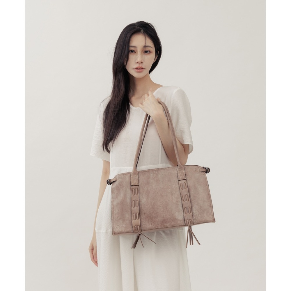 Supportingrole簡約時尚都會編織細節設計真皮肩背手提包-細節圖2