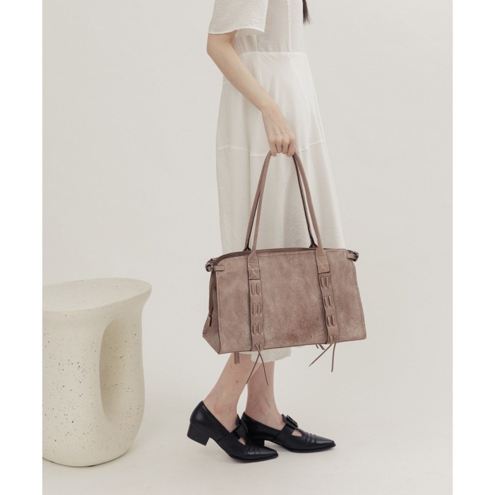 Supportingrole簡約時尚都會編織細節設計真皮肩背手提包-細節圖4