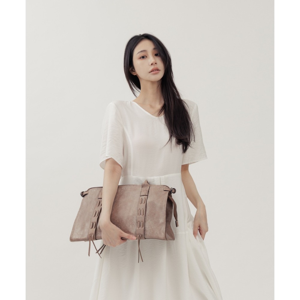 Supportingrole簡約時尚都會編織細節設計真皮肩背手提包-細節圖8