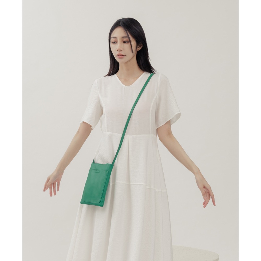 Supportingrole小四方廓型結構真皮手提肩斜背包 綠-細節圖2