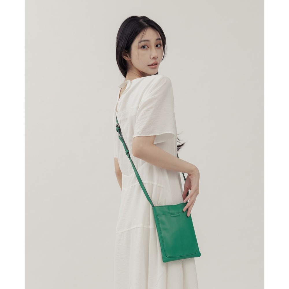 Supportingrole小四方廓型結構真皮手提肩斜背包 綠-細節圖3