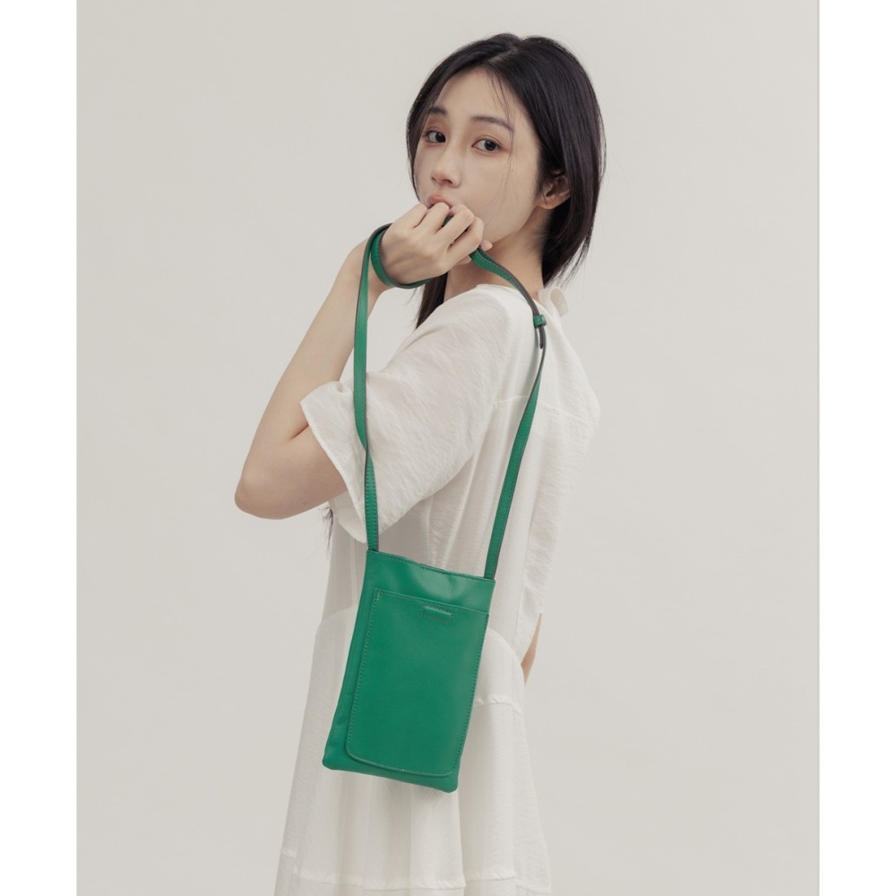 Supportingrole小四方廓型結構真皮手提肩斜背包 綠-細節圖4