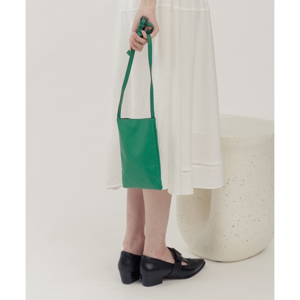 Supportingrole小四方廓型結構真皮手提肩斜背包 綠-細節圖5