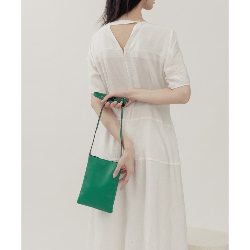 Supportingrole小四方廓型結構真皮手提肩斜背包 綠-細節圖6