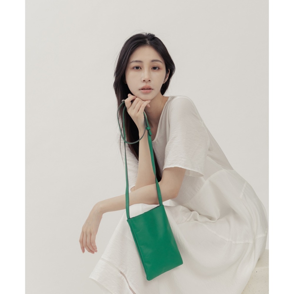 Supportingrole小四方廓型結構真皮手提肩斜背包 綠-細節圖7