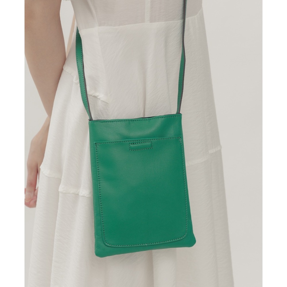 Supportingrole小四方廓型結構真皮手提肩斜背包 綠-細節圖8