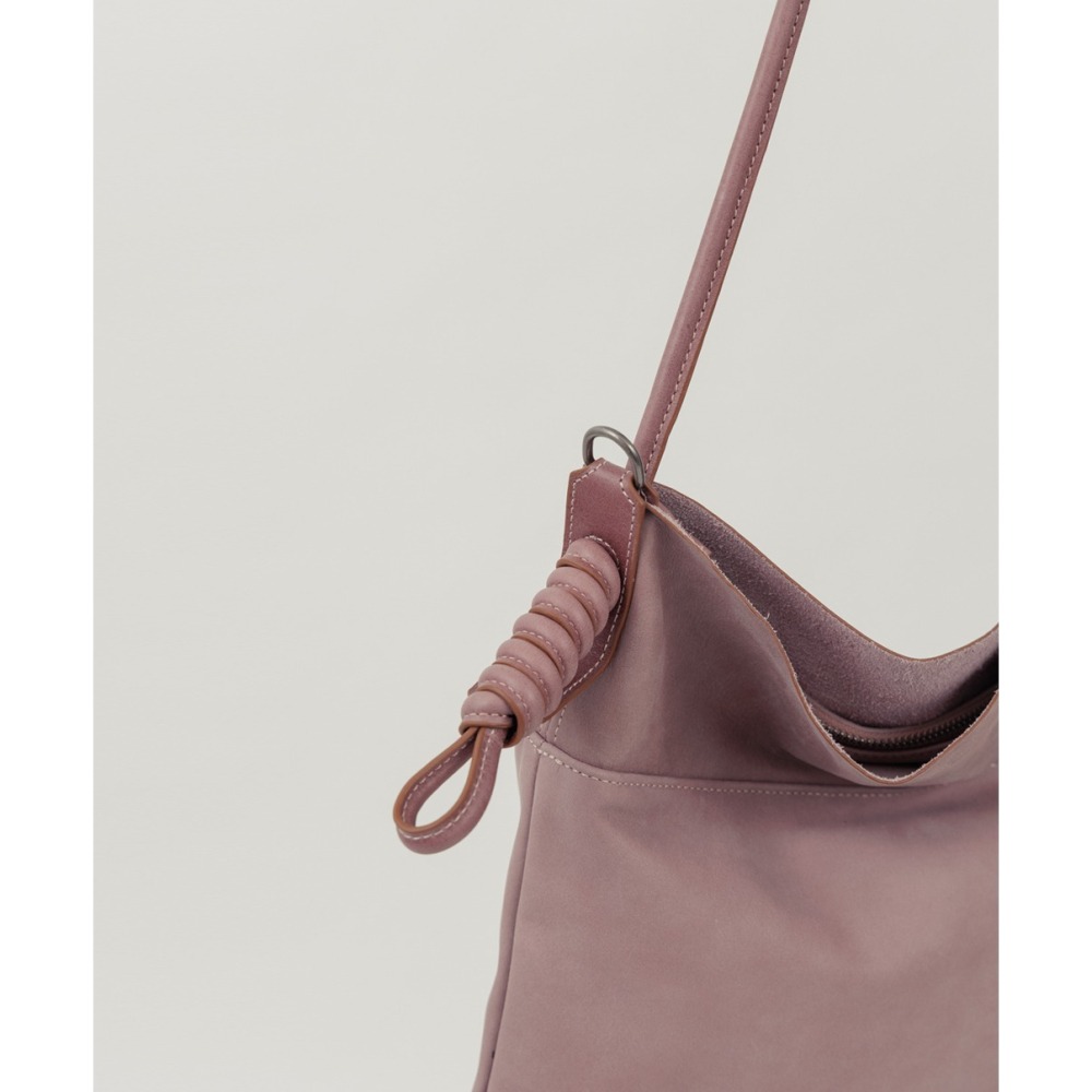 Supportingrole綁結設計廓型結構真皮手提肩斜背3用托特包 藕粉色-細節圖8