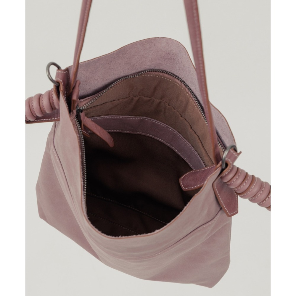 Supportingrole綁結設計廓型結構真皮手提肩斜背3用托特包 藕粉色-細節圖9