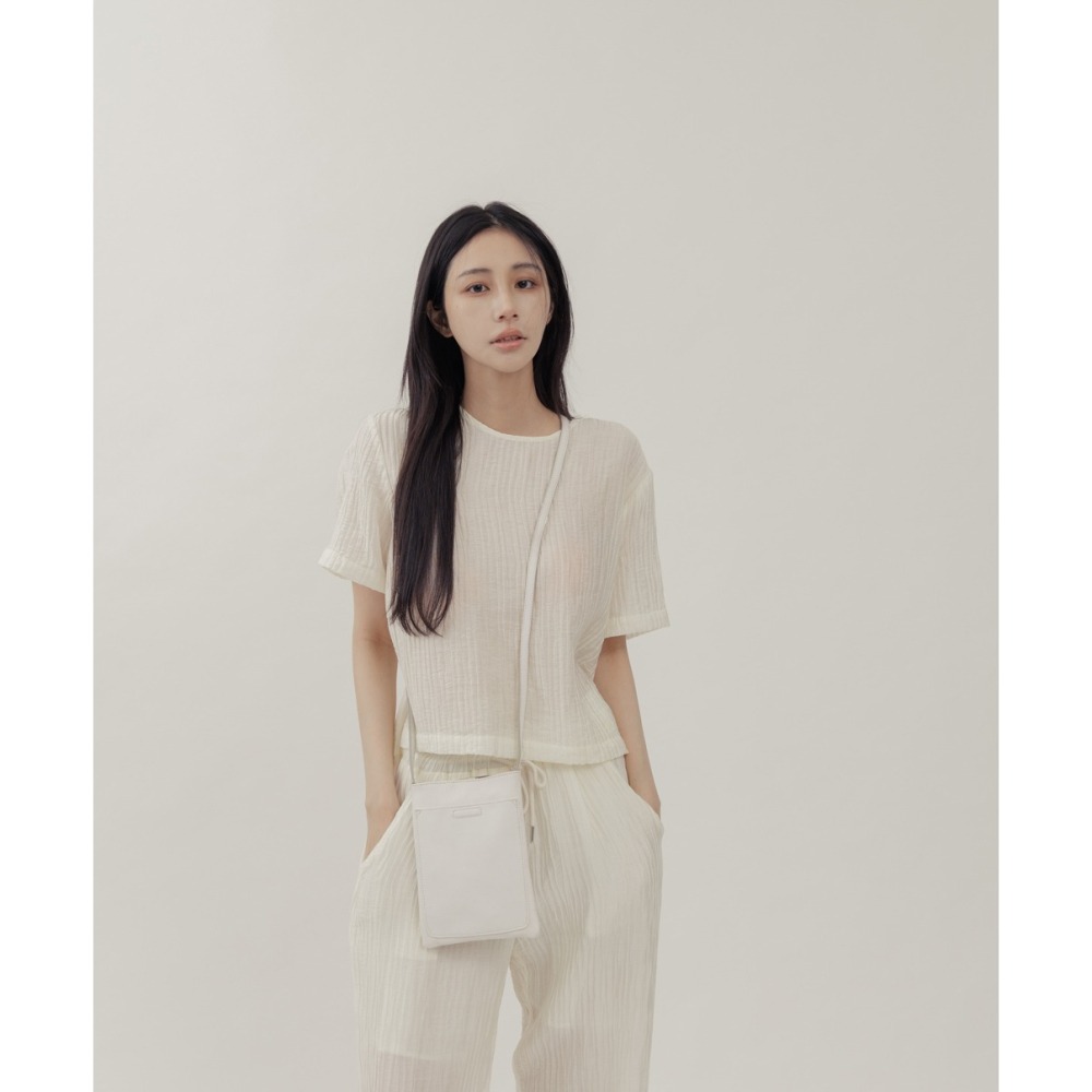 Supportingrole小四方廓型結構真皮手提肩斜背包 白-細節圖2