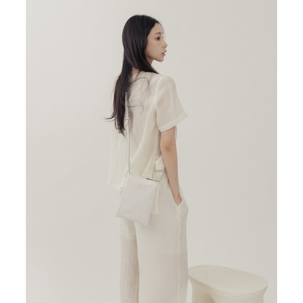 Supportingrole小四方廓型結構真皮手提肩斜背包 白-細節圖3