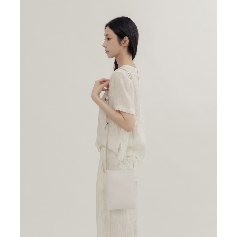 Supportingrole小四方廓型結構真皮手提肩斜背包 白-細節圖4