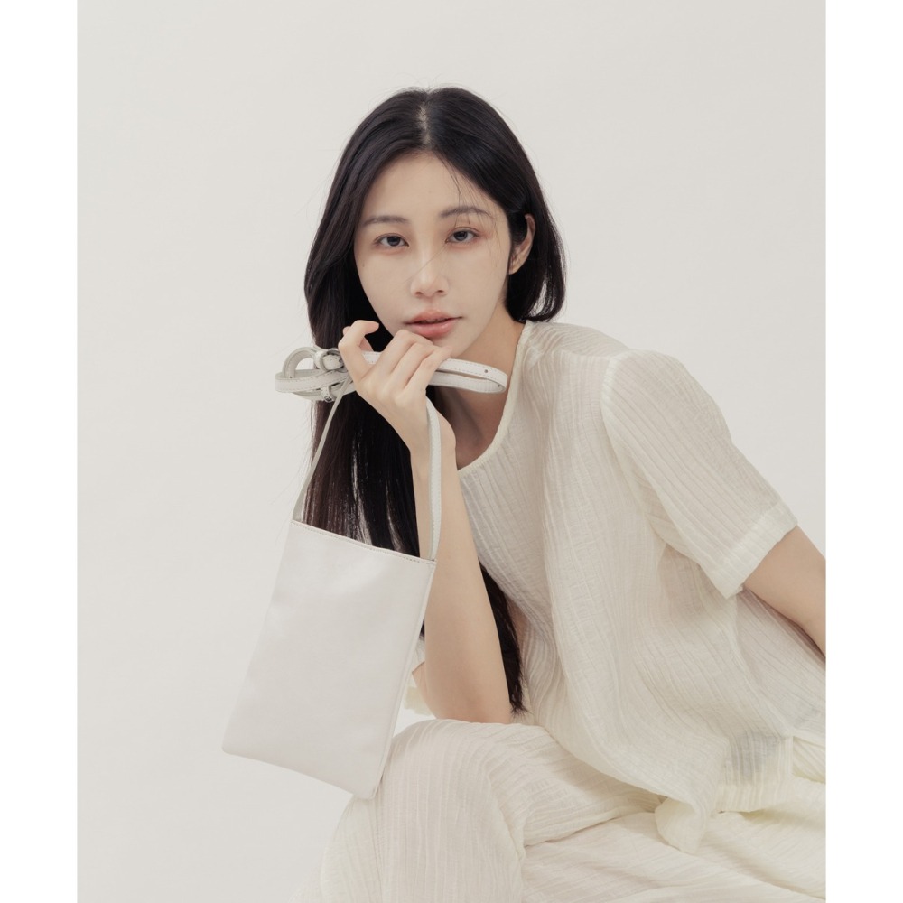 Supportingrole小四方廓型結構真皮手提肩斜背包 白-細節圖7