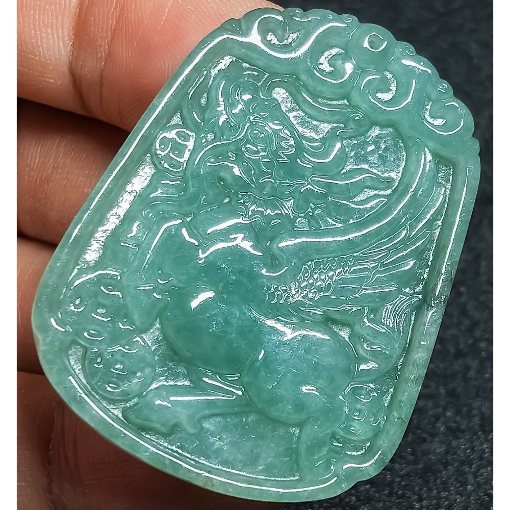 💰天然翡翠貔貅 開運招財守財擋煞護風水 情人節母親節父親節慶生日送禮 冰飄花貔貅飛天貔貅項鍊吊墜子鎖骨墜玉牌玉珮-細節圖3