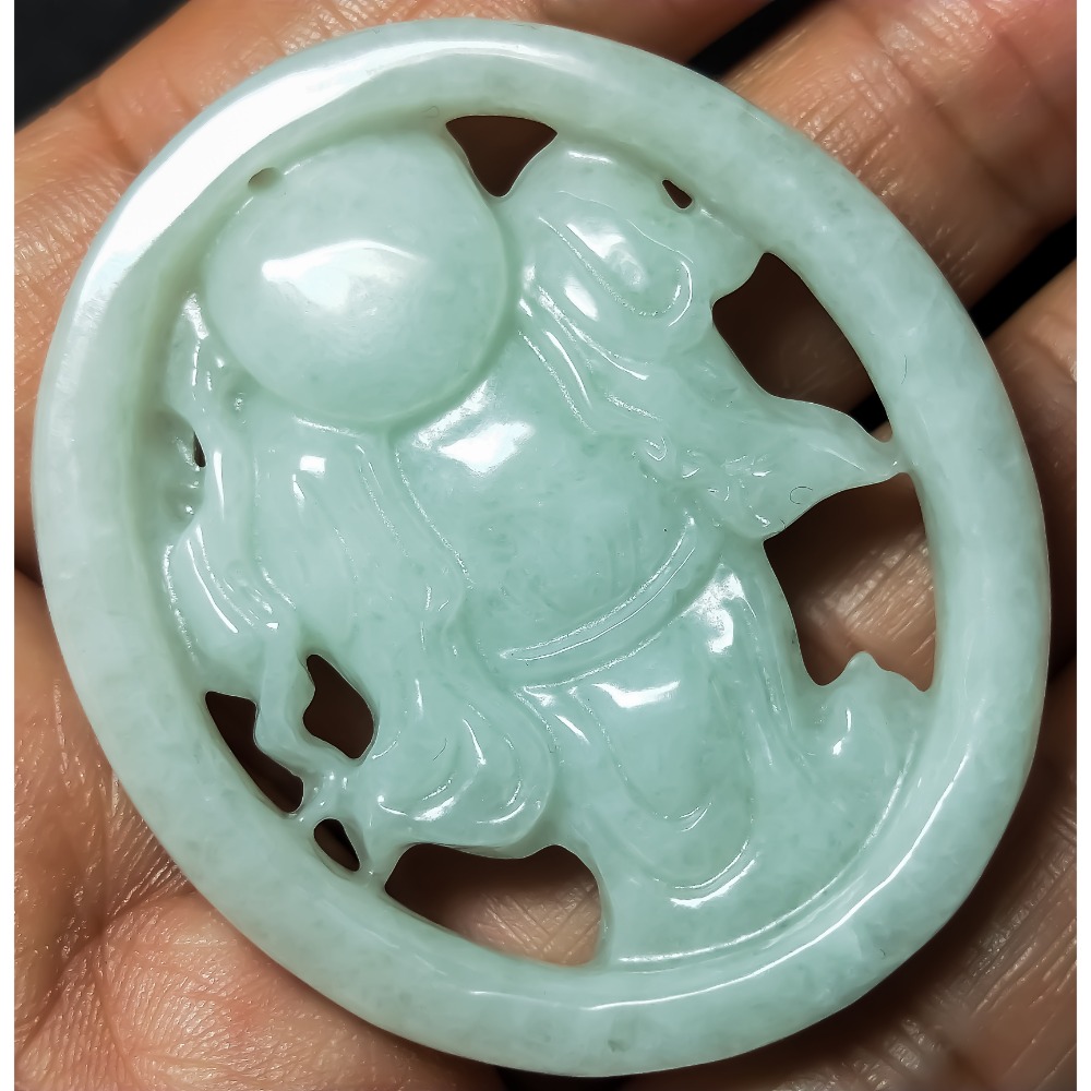 😄精品逍遙佛 招財招人緣招貴人助事業 情人節母親節父親節慶生日開業送禮 玉彌勒佛玉佛公翡翠佛公翡翠彌勒佛項鍊玉牌玉墜吊-細節圖2