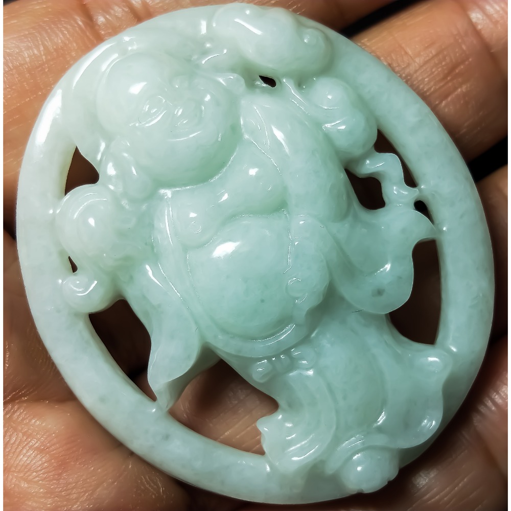 😄精品逍遙佛 招財招人緣招貴人助事業 情人節母親節父親節慶生日開業送禮 玉彌勒佛玉佛公翡翠佛公翡翠彌勒佛項鍊玉牌玉墜吊-細節圖3