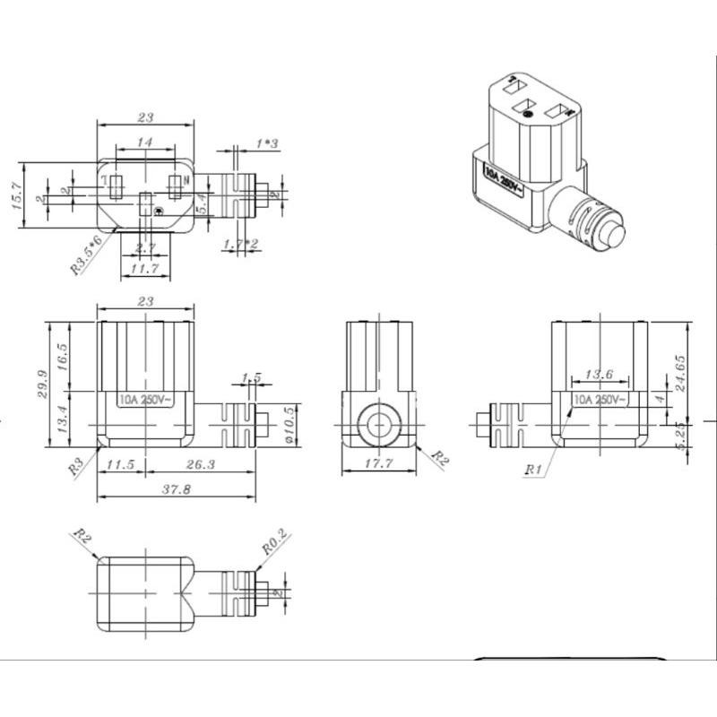 ★現貨，不含運價★60公分長 mini-ITX機箱 電源延長線 螺絲孔C14公插座+L型迷你品字母尾插 台灣製造-細節圖9