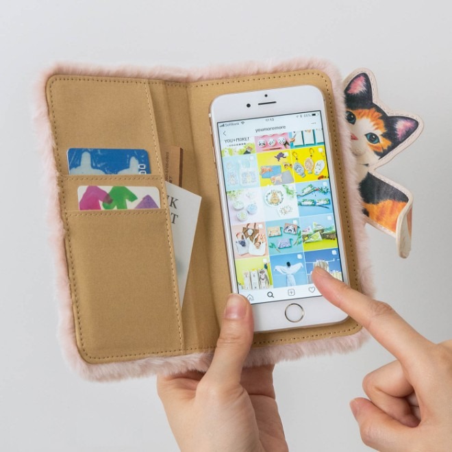 【現貨】FELISSIMO×YOU+MORE×貓部 撒嬌貓咪毛茸茸手機保護套 手機殼 虎斑貓 三毛貓♡萌獸動物園♡-細節圖2