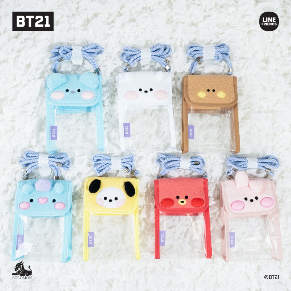 【現貨】BT21 minini PVC 斜背透明手機袋 斜揹包 肩背包 痛包 曬娃包 BTS防彈少年團♡萌獸動物園♡-細節圖2