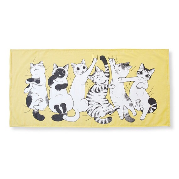 【現貨】FELISSIMO×山野玲玲×貓部 一比一貓咪玩耍中軟呼呼蓬鬆純棉浴巾 大毛巾♡萌獸動物園♡-規格圖4