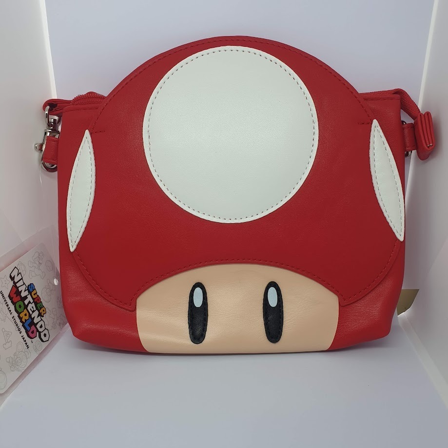 【現貨】大阪環球影城 瑪利歐園區 奇諾比奧拉鍊斜揹包 收納包 零錢包 票卡夾  USJ Mario 蘑菇♡萌獸動物園♡-細節圖3