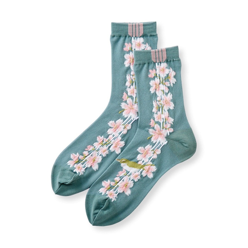 【現貨】FELISSIMO×博物館部 谷崎潤一郎文學意象絕美花襪 大正浪漫文青浮雕花短襪 春琴抄 痴人之愛 人魚的悲歎-細節圖2