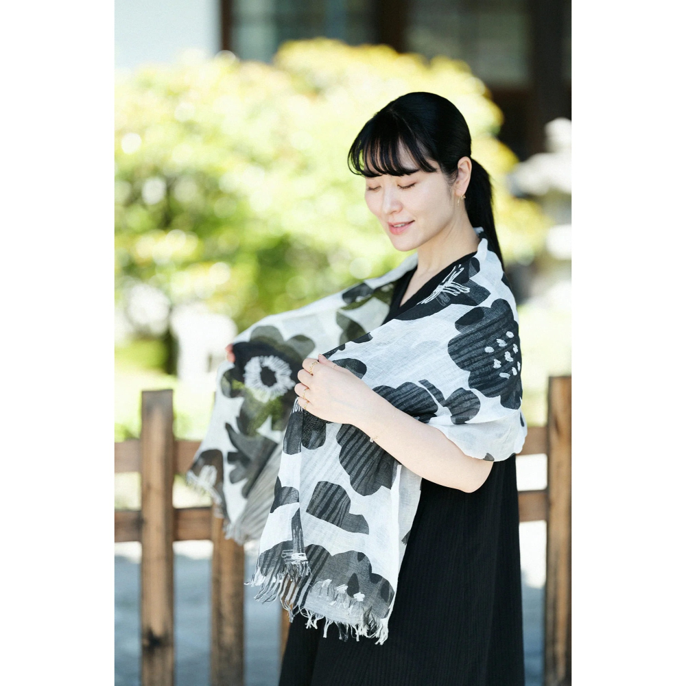 【預購】SOUSOU 棉麻混紡雙面圍巾 兩用圍巾 空調披肩 圍脖 絲巾♡萌獸動物園♡-細節圖3