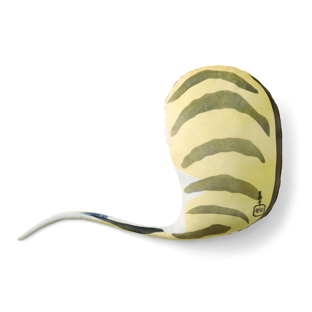 【現貨】FELISSIMO×博物館部 鳥獸略畫式 伸手老虎鬆軟抱枕 獵奇可愛動物保暖熱水袋靠墊 鍬形蕙齋 插畫風 非仿真-細節圖3