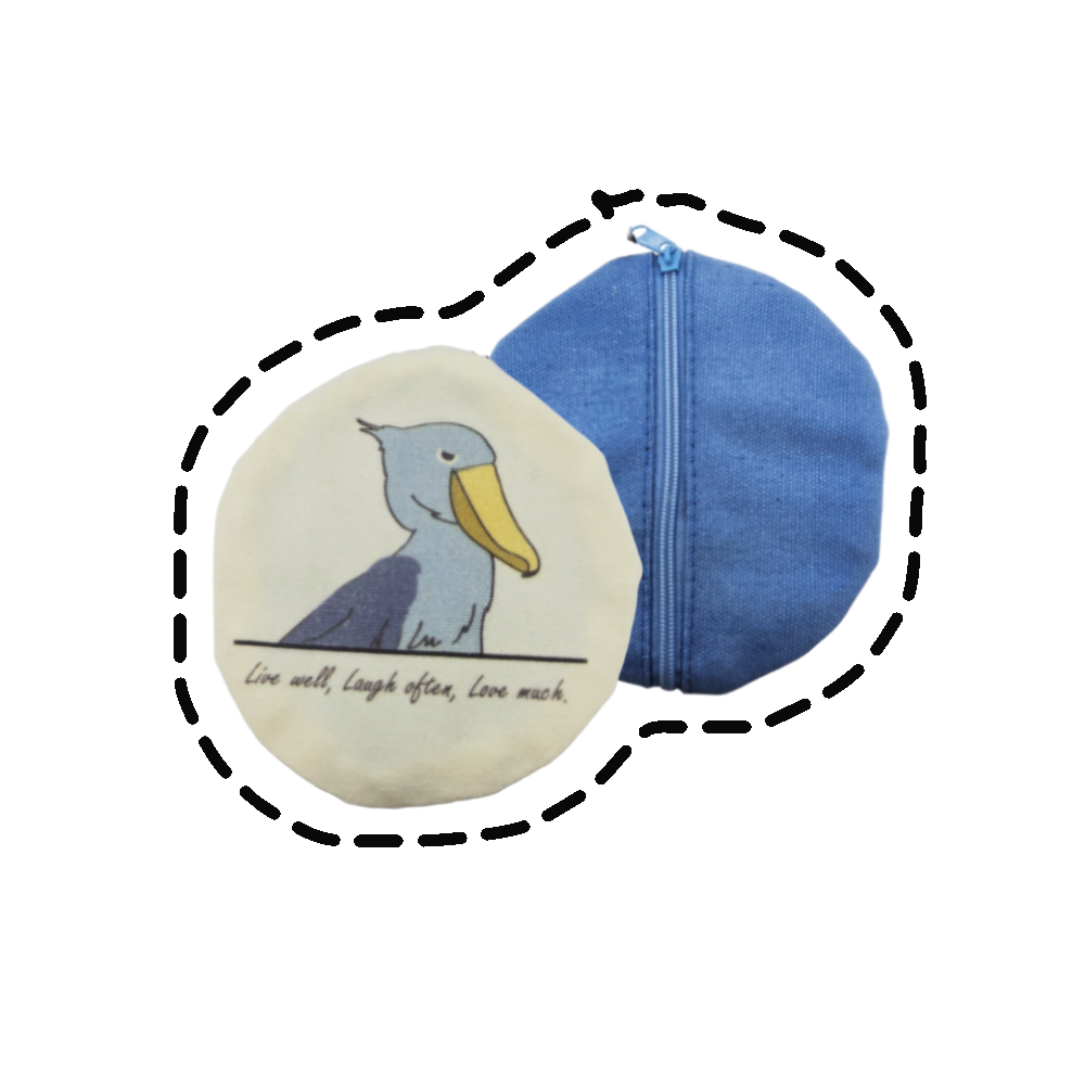 【現貨】illusie300 可愛動物塗鴉帆布收納包 零錢包 袋中袋 化妝包 鯨頭鸛 柴犬 牡丹鸚鵡 長尾山雀-規格圖4