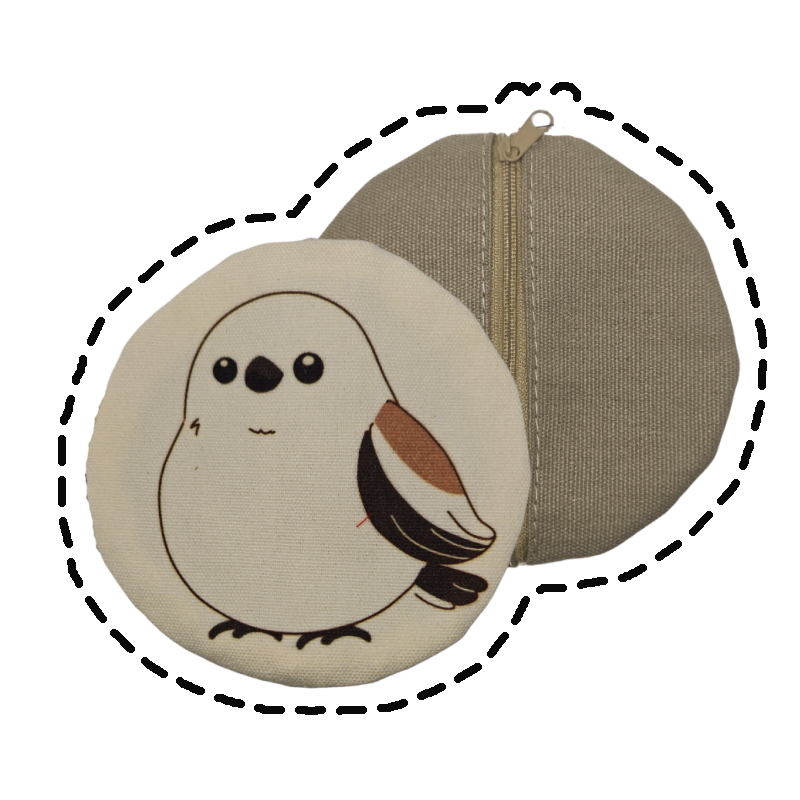 【現貨】illusie300 可愛動物塗鴉帆布收納包 零錢包 袋中袋 化妝包 鯨頭鸛 柴犬 牡丹鸚鵡 長尾山雀-規格圖4