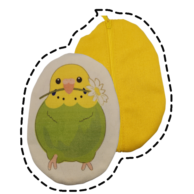 【現貨】illusie300 可愛動物塗鴉帆布收納包 零錢包 袋中袋 化妝包 鯨頭鸛 柴犬 牡丹鸚鵡 長尾山雀-規格圖4