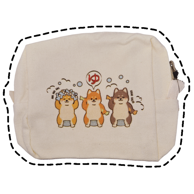 【現貨】illusie300 可愛動物塗鴉帆布收納包 零錢包 袋中袋 化妝包 鯨頭鸛 柴犬 牡丹鸚鵡 長尾山雀-規格圖4