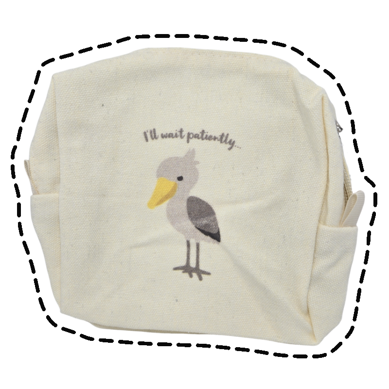 【現貨】illusie300 可愛動物塗鴉帆布收納包 零錢包 袋中袋 化妝包 鯨頭鸛 柴犬 牡丹鸚鵡 長尾山雀-規格圖4